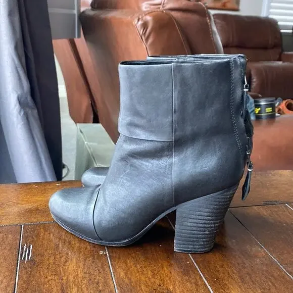 rag & bone Classic Newbury Ankle Boots Black leather stacked heel size 7 - Picture 4 of 12